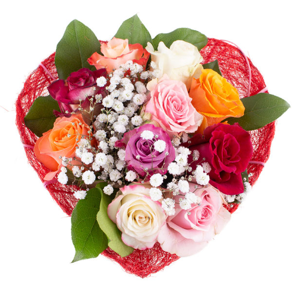 Blumenstrauß Rosenzeit + Herzmanschette – Bild 2