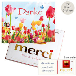 Persönliche Grußkarte mit Merci: Danke (250 g)