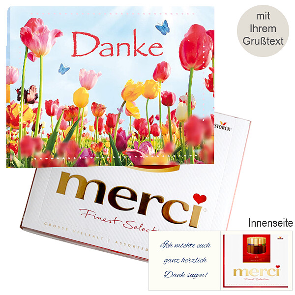 Persönliche Grußkarte mit Merci: Danke (250 g)