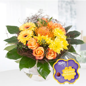 Blumenstrauß Sonnentanz + Milka Kleines Dankeschön