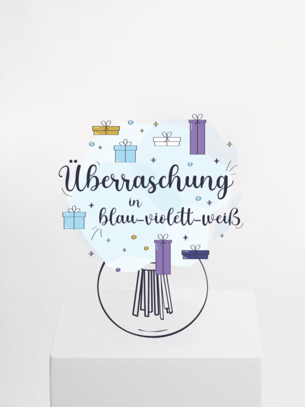 Überraschungsstrauß in Blau-Violett-Weiß