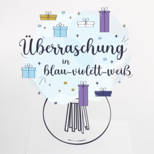Überraschungsstrauß in Blau-Violett-Weiß