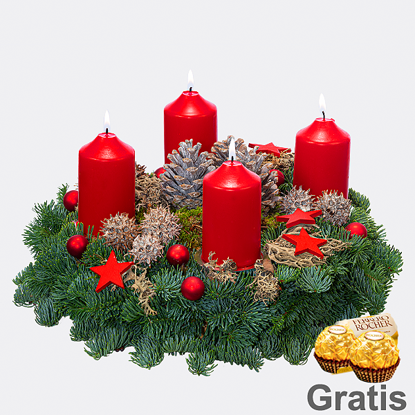 Roter Adventskranz (Ø 30 cm)