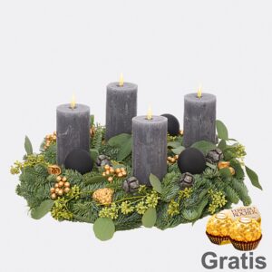 Anthrazitfarbener Adventskranz (Ø 30 cm)