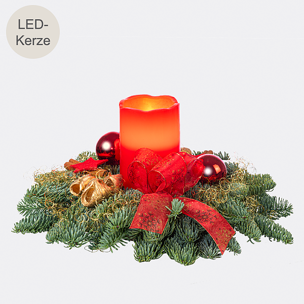 Gesteck mit LED-Kerze
