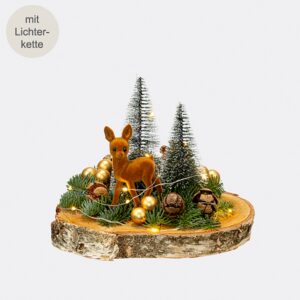 Wintertraum auf Holz mit Lichterkette