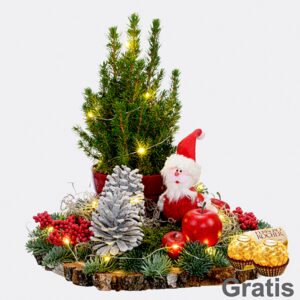 Arrangement Santa mit Lichterkette &