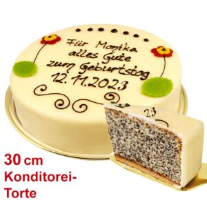 Große Konditorei-Mohntorte beschriftbar
