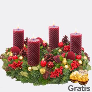 Adventskranz Bordeaux Glory (Ø 40 cm)