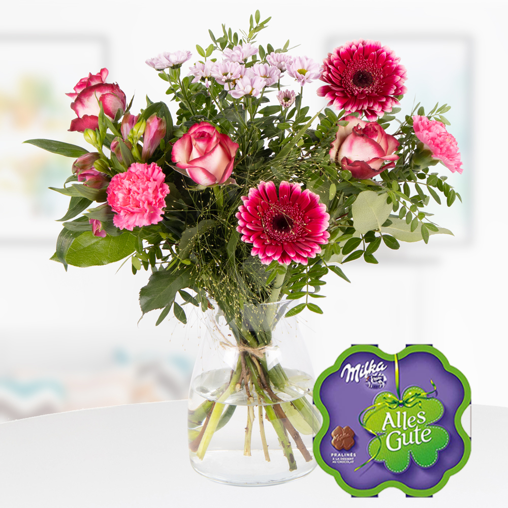 Blumenstrauß Carlotta + Milka Alles Gute