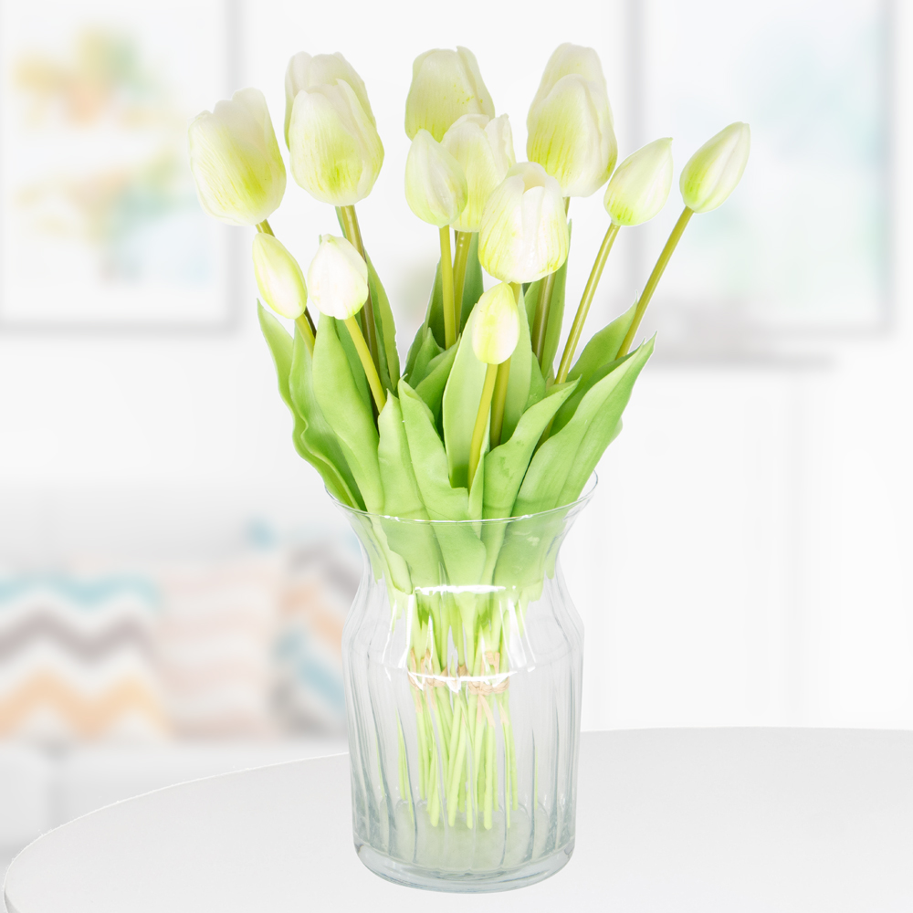 14 Weiße Kunsttulpen