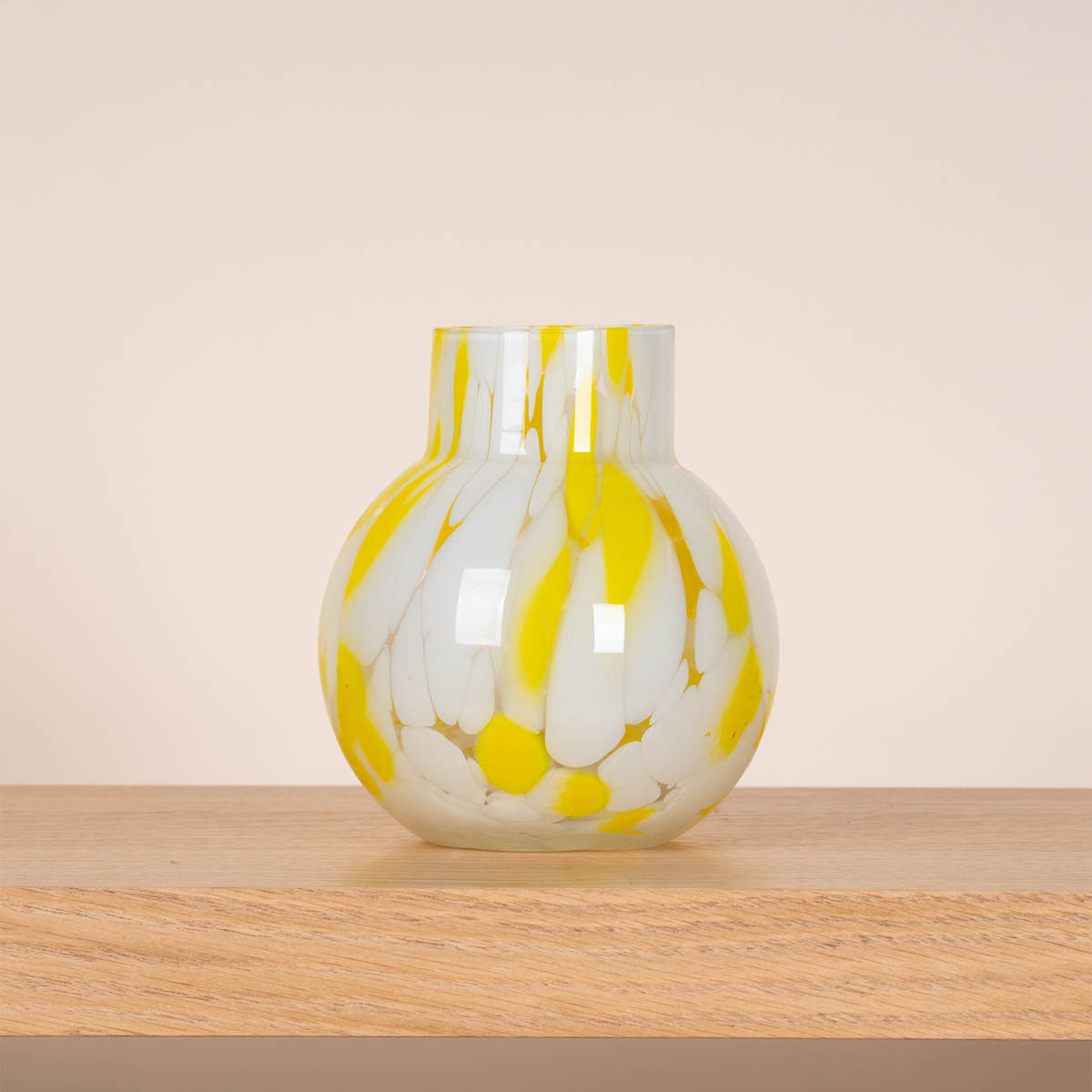 Glasvase Konfetti Gelb Weiß
