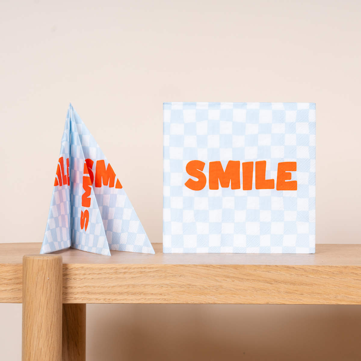 Papierservietten Karomuster Schriftzug "Smile" - 20 tlg.