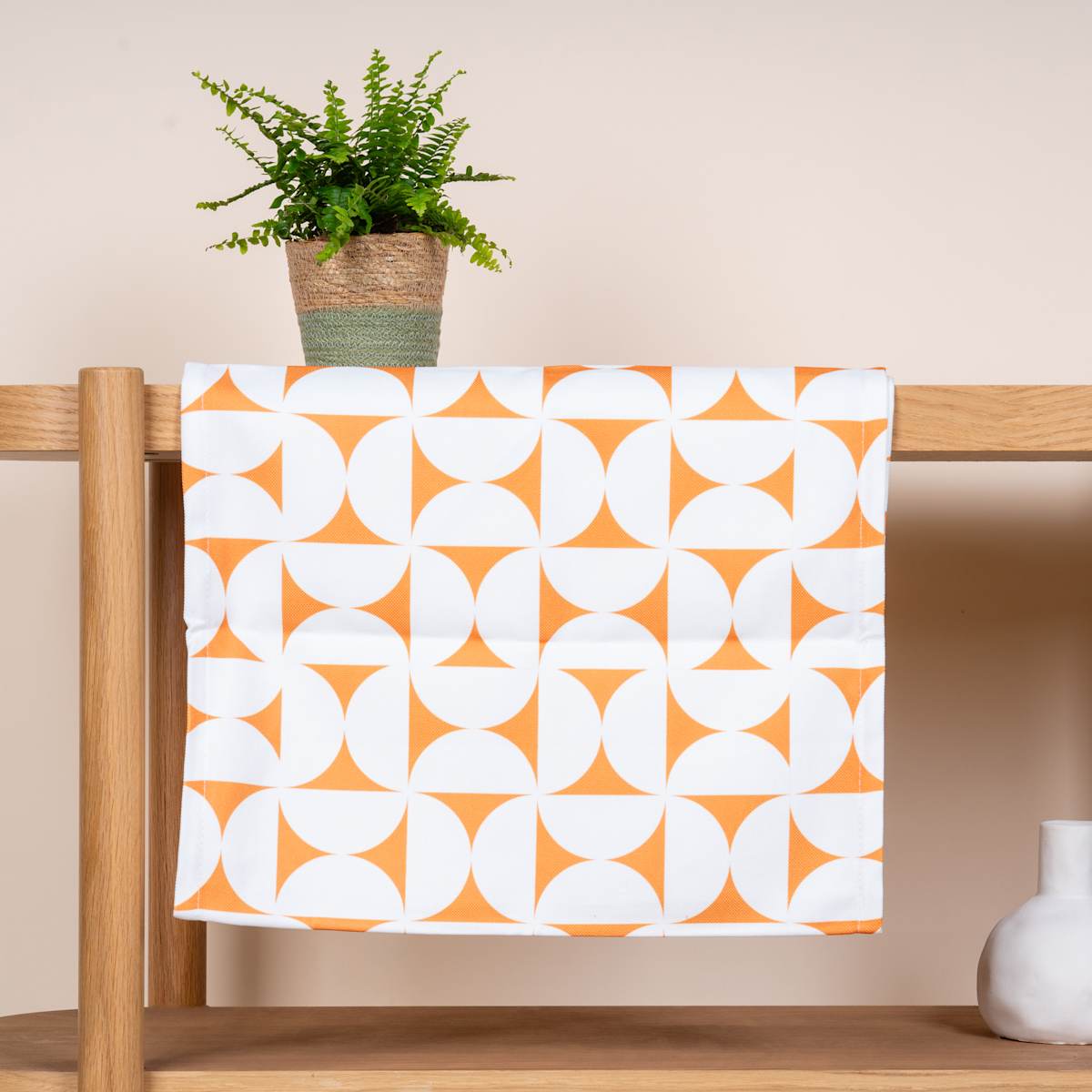 Tischläufer Musterdesign Weiß/Orange