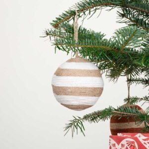 Weihnachtskugel Gestreift Natur Groß
