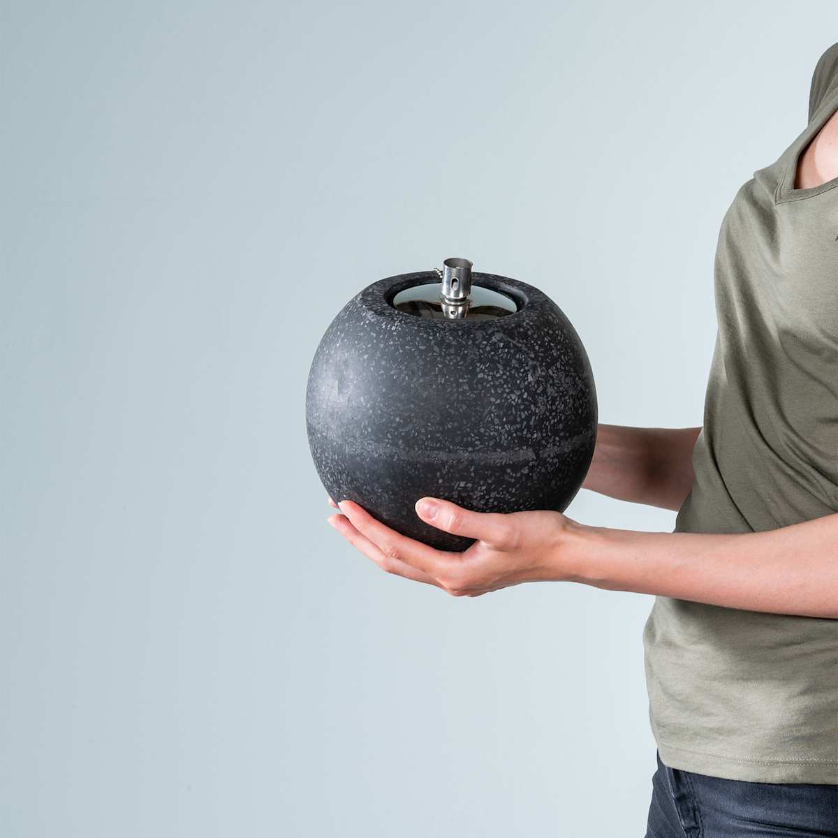 Naturstein Öllampe Rund L