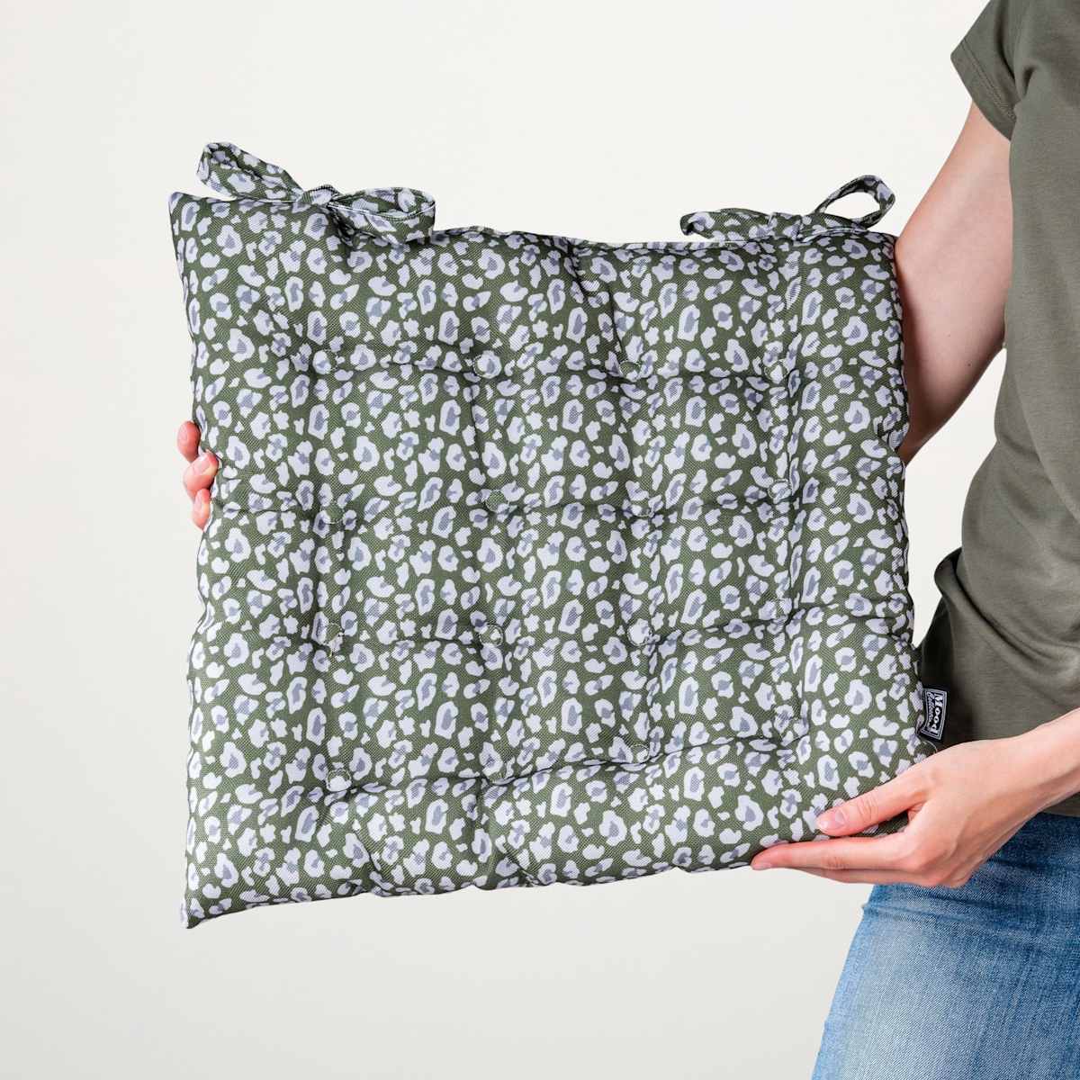 Outdoor Sitzkissen Leo Grün/Grau