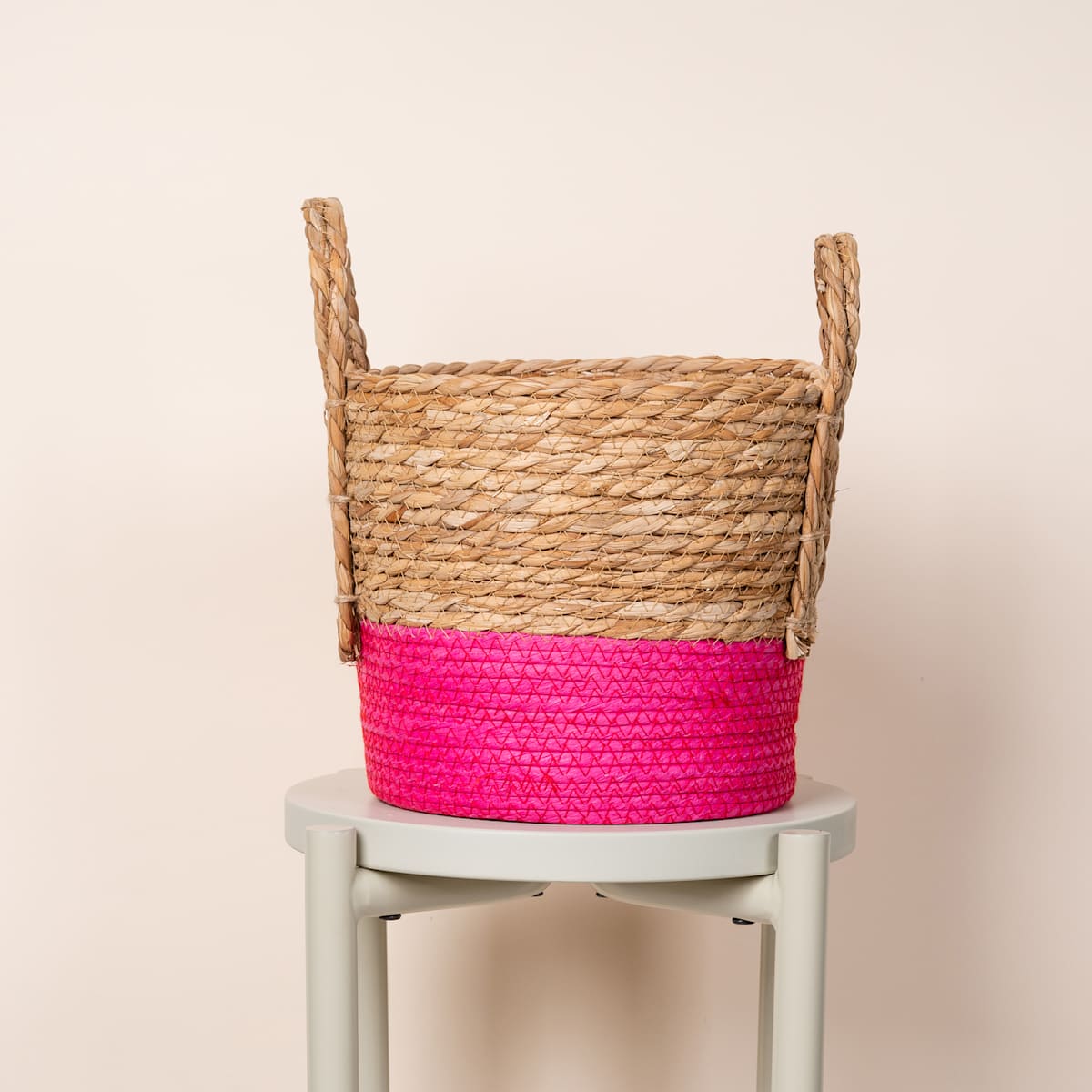 Seegras Pflanzenkorb Natur/Pink - 24 cm