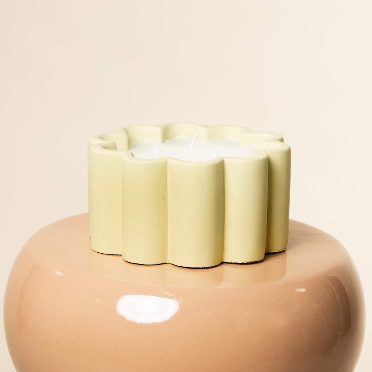 Keramik Kerzentopf Blüte Hellgelb