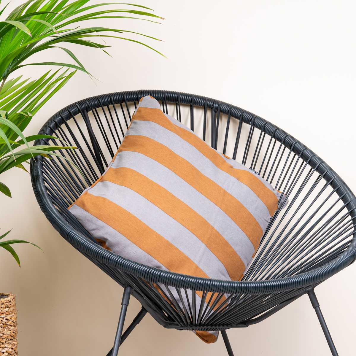 Kissen Gestreift Orange/Braun Groß