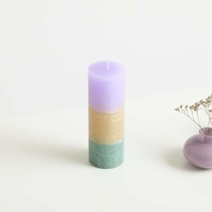 Kerze Dreifarbig Flieder/Beige/Blau