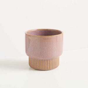 Keramik Übertopf mit Sockel Rille Lila - 11cm