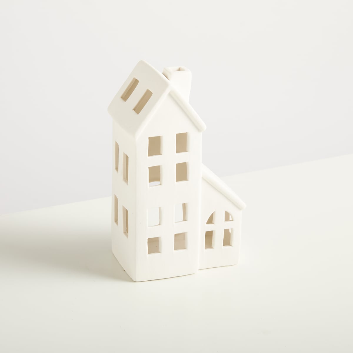 Deko Keramik Haus Weiß Dreieckiges Dach