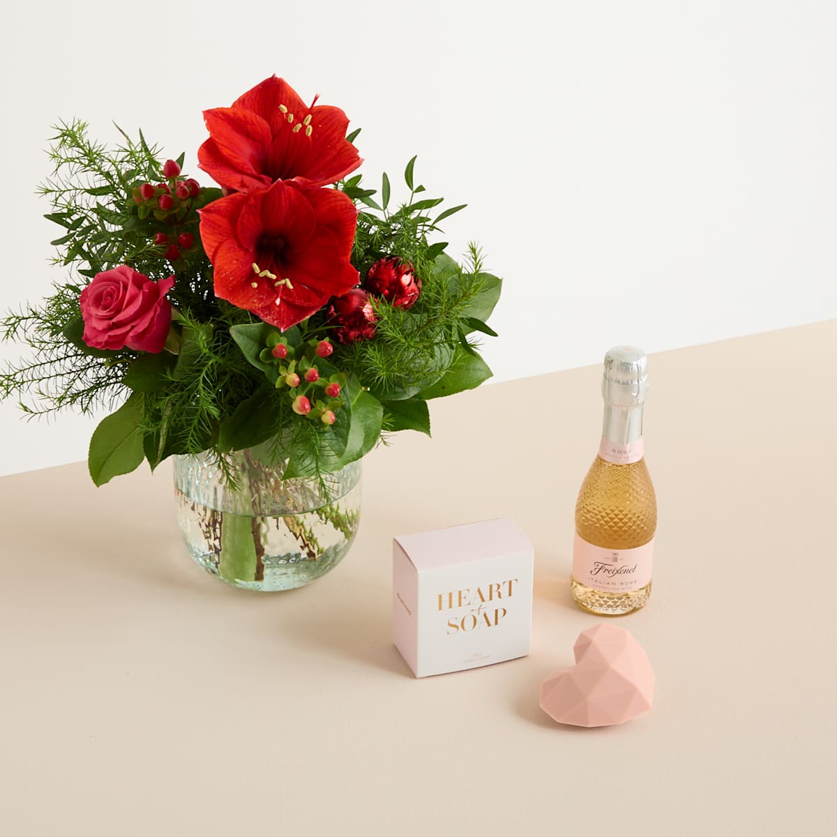 Weihnachtsgruß mit Geschenkset Schaumparty