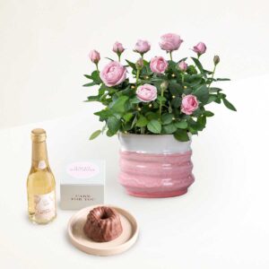 Rosenliebe mit Geburtstagsküchlein und Sekt