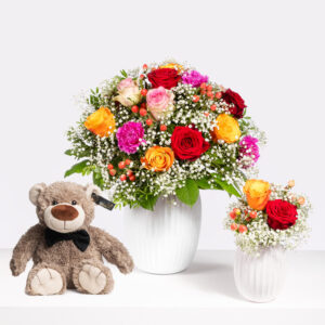 Mutter‑Kind‑Strauß mit Teddy "Felix"