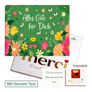 Persönliche Grußkarte mit Merci: Alles Gute für Dich (250 g)