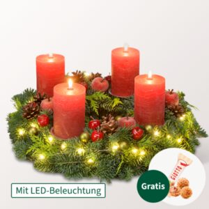 Adventskranz Shiny Red (Ø 30 cm)