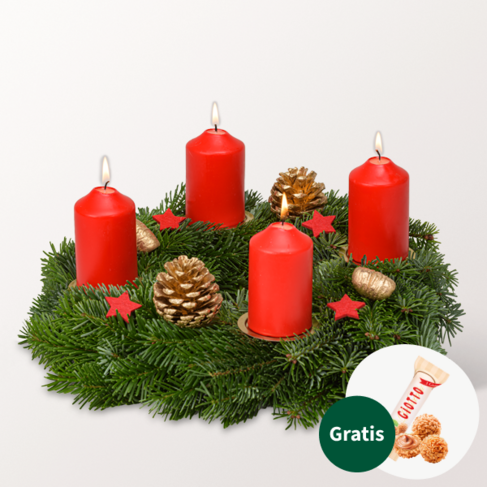 Rot-Goldener Adventskranz (Ø 30 cm)