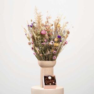 Wildblumen Trockenstrau&szlig; Gr&ouml;sse XL mit Sachertorte