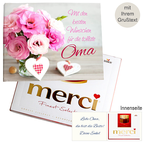 Persönliche Grußkarte mit Merci: Tollste Oma (250 g)