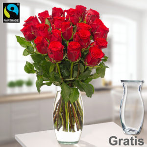 Rote Fairtrade Rosen im Bund