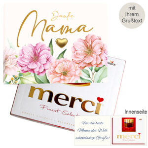 Persönliche Grußkarte mit Merci: Danke Mama (250 g)