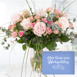 Rosenstrauß Sophia + "Alles Gute zum Hochzeitstag" Grußkarte