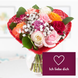 Blumenstrau&szlig; Rosenzeit + "Ich liebe dich" Gru&szlig;karte