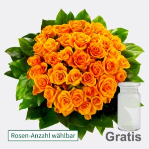 Oranger Rosenstrauß mit Vase