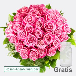 Rosa Rosenstrauß mit Vase