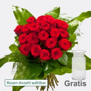 Premium-Rosenstrauß mit Vase