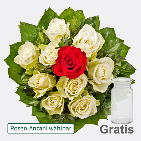 Rosenstrauß mit Vase Rosenpoesie