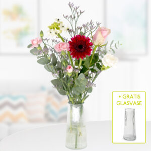 Blumenstrauß Pastellgrüße + gratis Glasvase