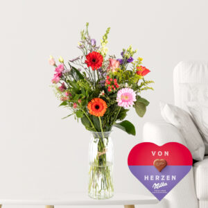 Bunter Feldblumenstrauß + Milka Von Herzen