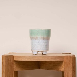 Keramik Übertopf Orchidee Grün/Weiß - 10 cm