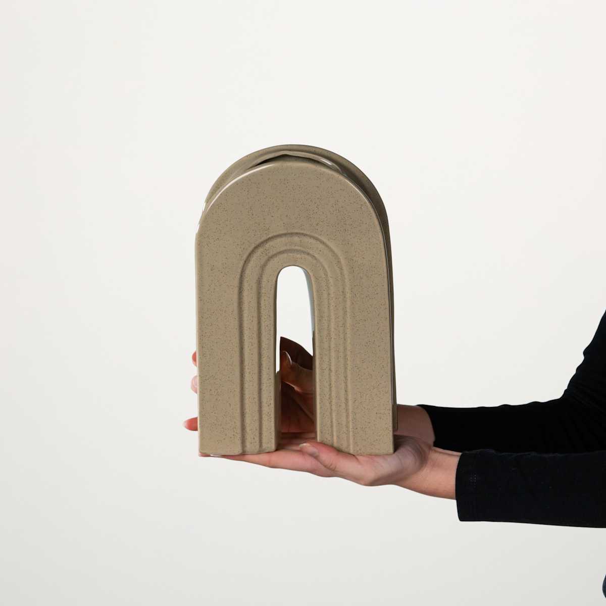 Keramik Vase Bogen Beige