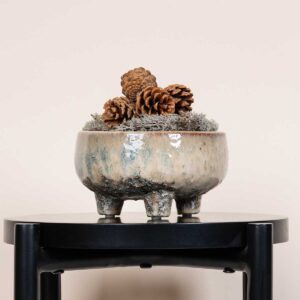 Keramikschale Reaktiv Weiß/Blau