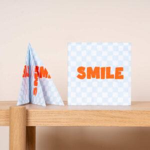 Papierservietten Karomuster Schriftzug "Smile" - 20 tlg.