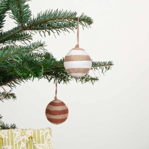 Weihnachtskugel Gestreift Natur Klein